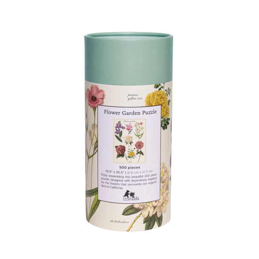 Flower Garden Puzzle – 500 Pc Tube with Vintage Illustration