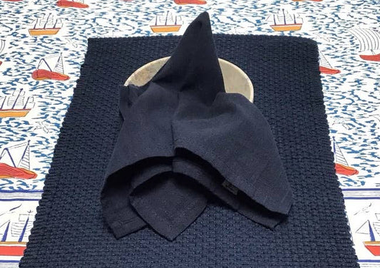 Woven Homespun Navy Napkins
