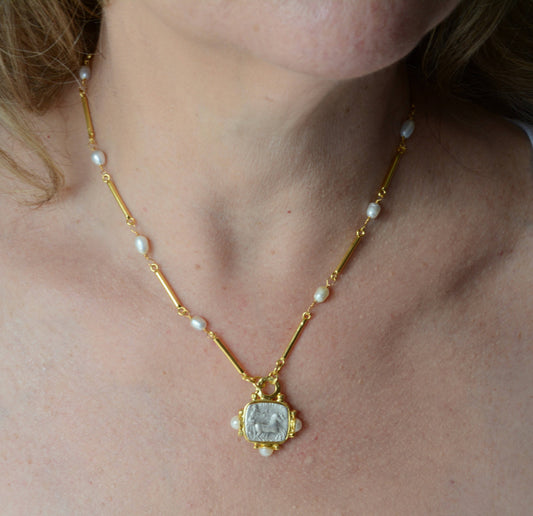 Roman Coin necklace with pearls