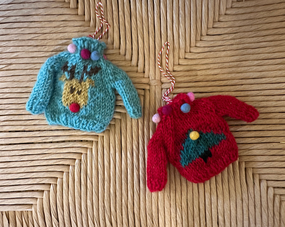 Hand knit Sweater ornament