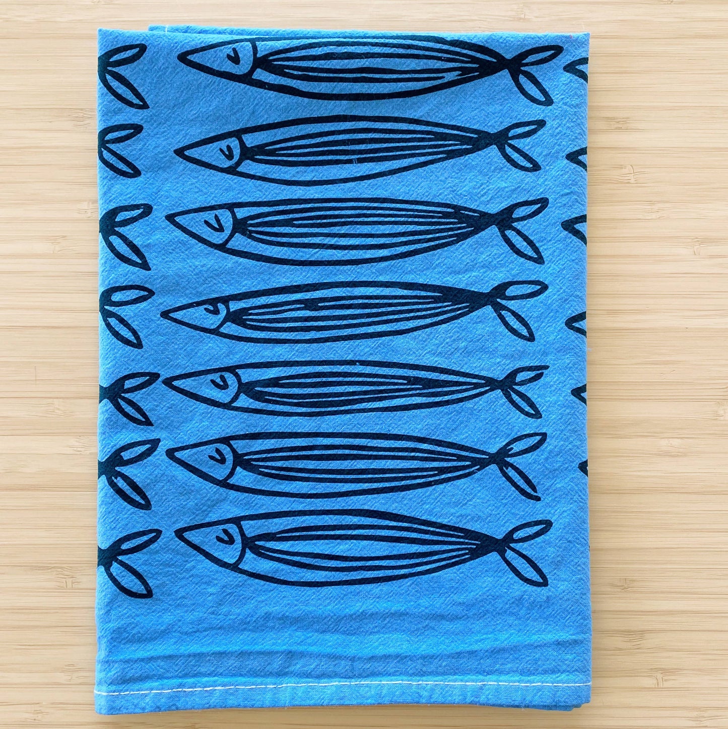 Blue Sardines Tea Towel