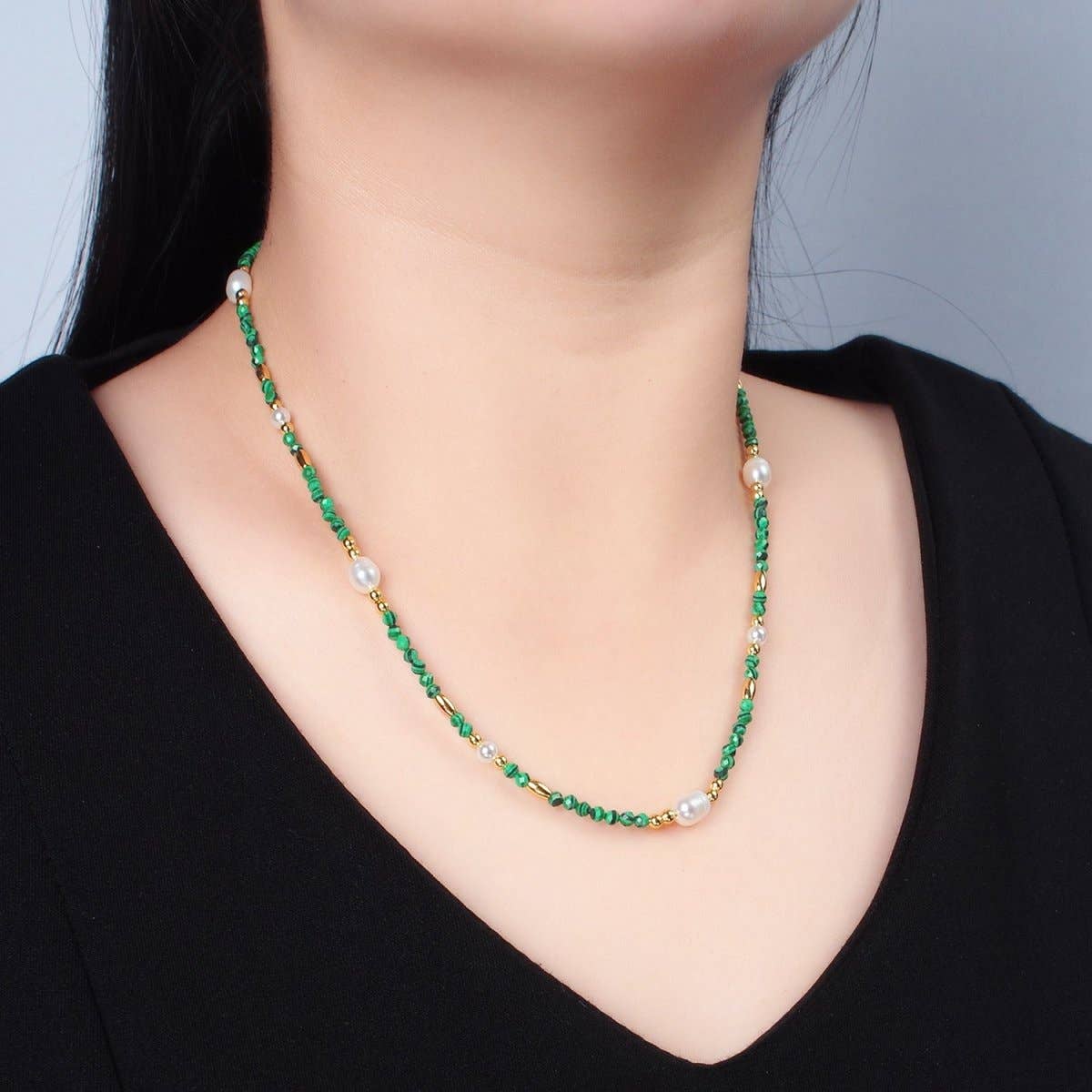 Malachite & Pearl Necklace