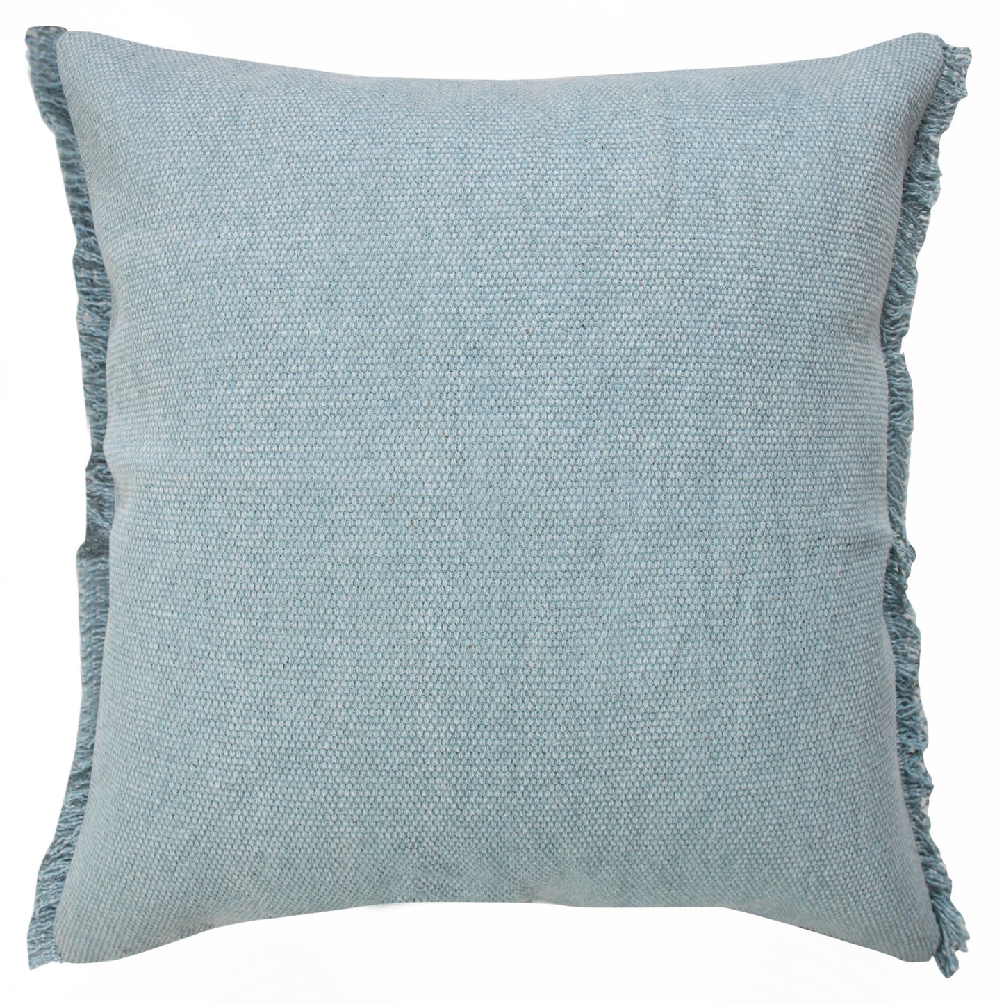 Light Blue Stonewash Pillow with Fringe