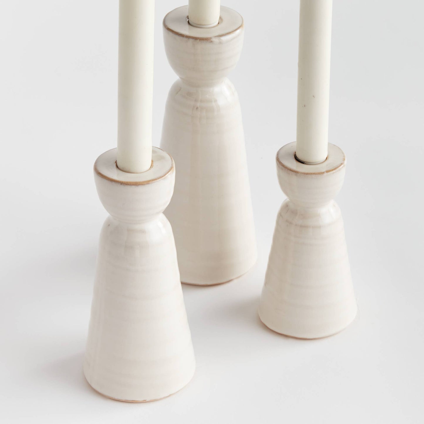 Libbey Taper Holders, Ivory