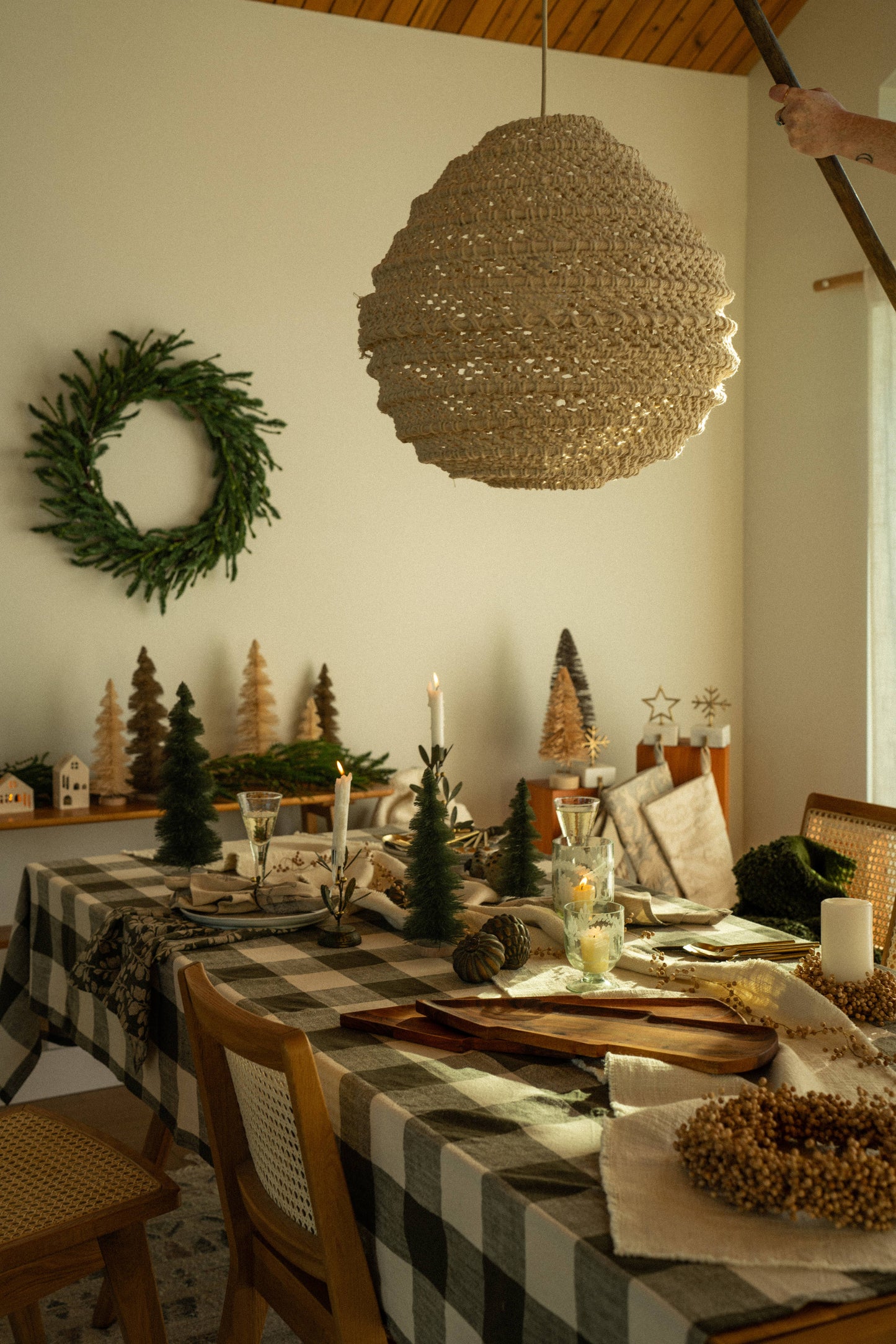 Grey Gingham Check Tablecloth