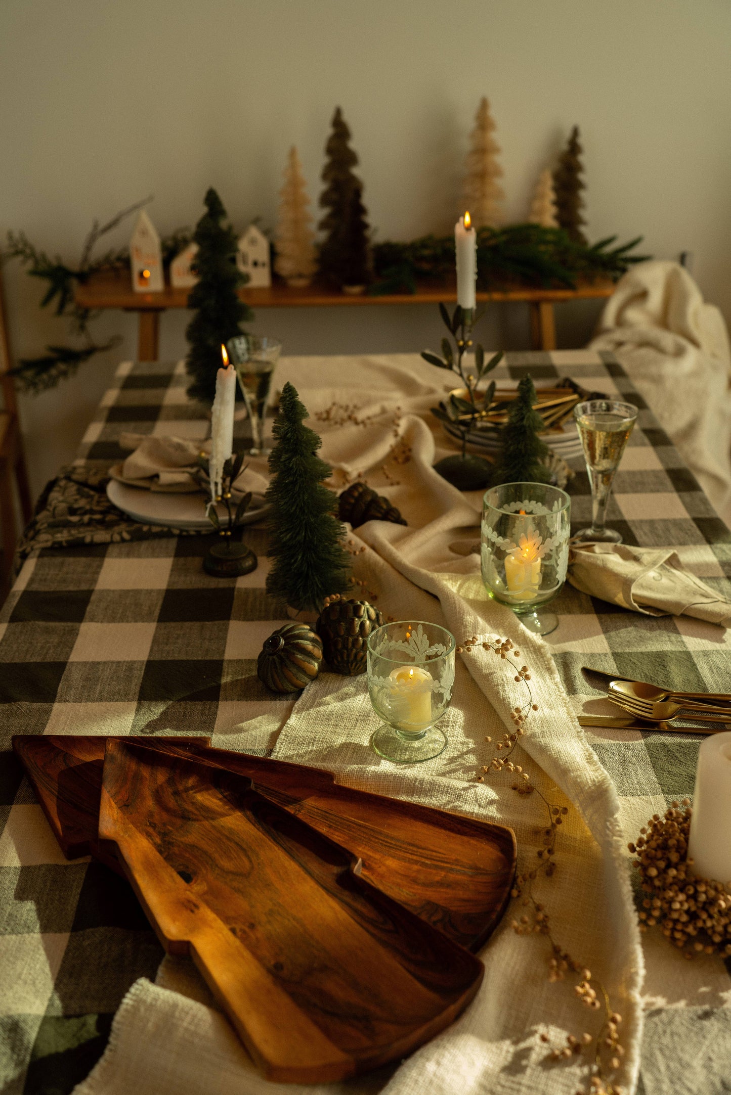 Grey Gingham Check Tablecloth