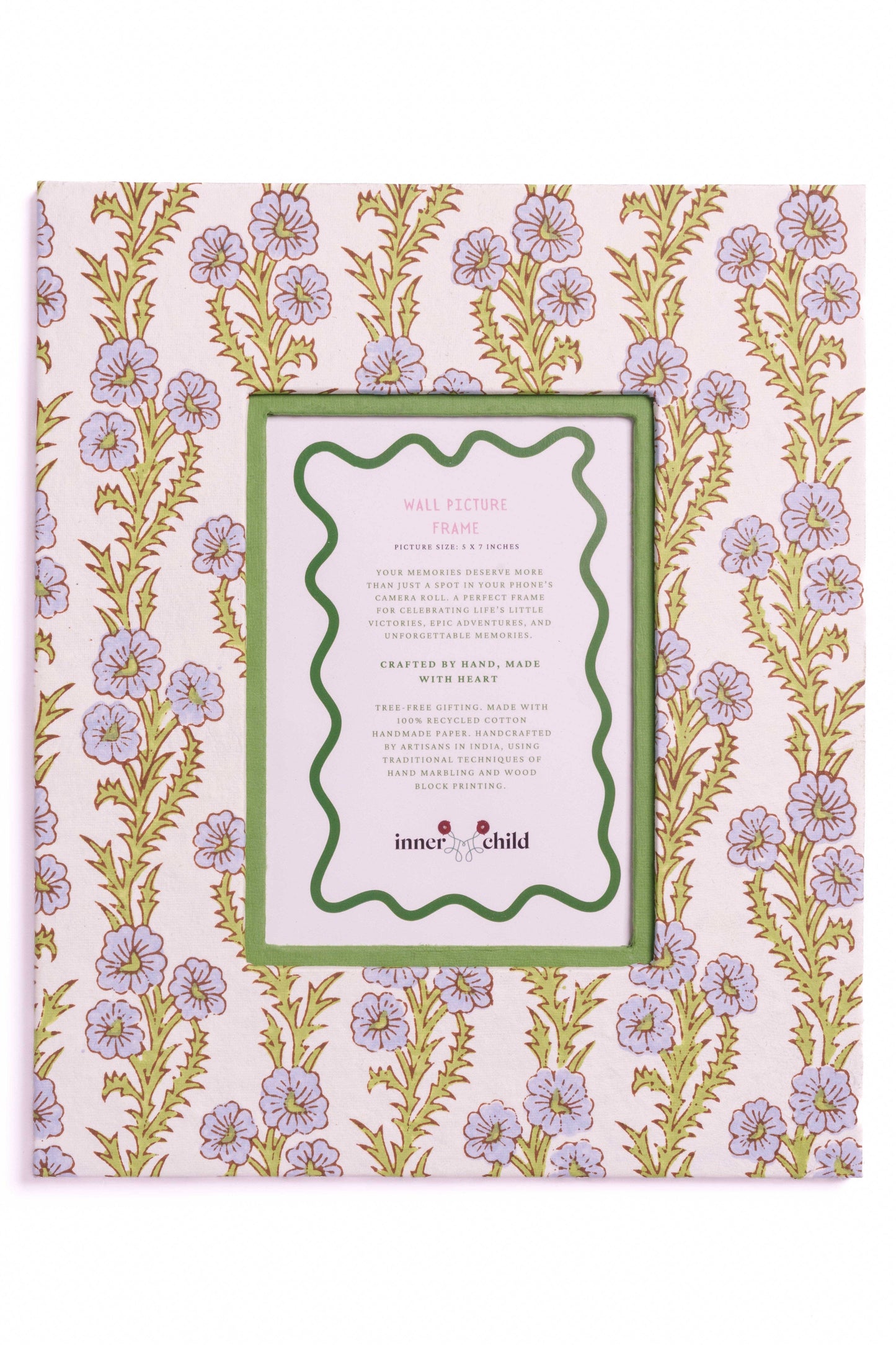 Block-print Floral Frame, 5x7