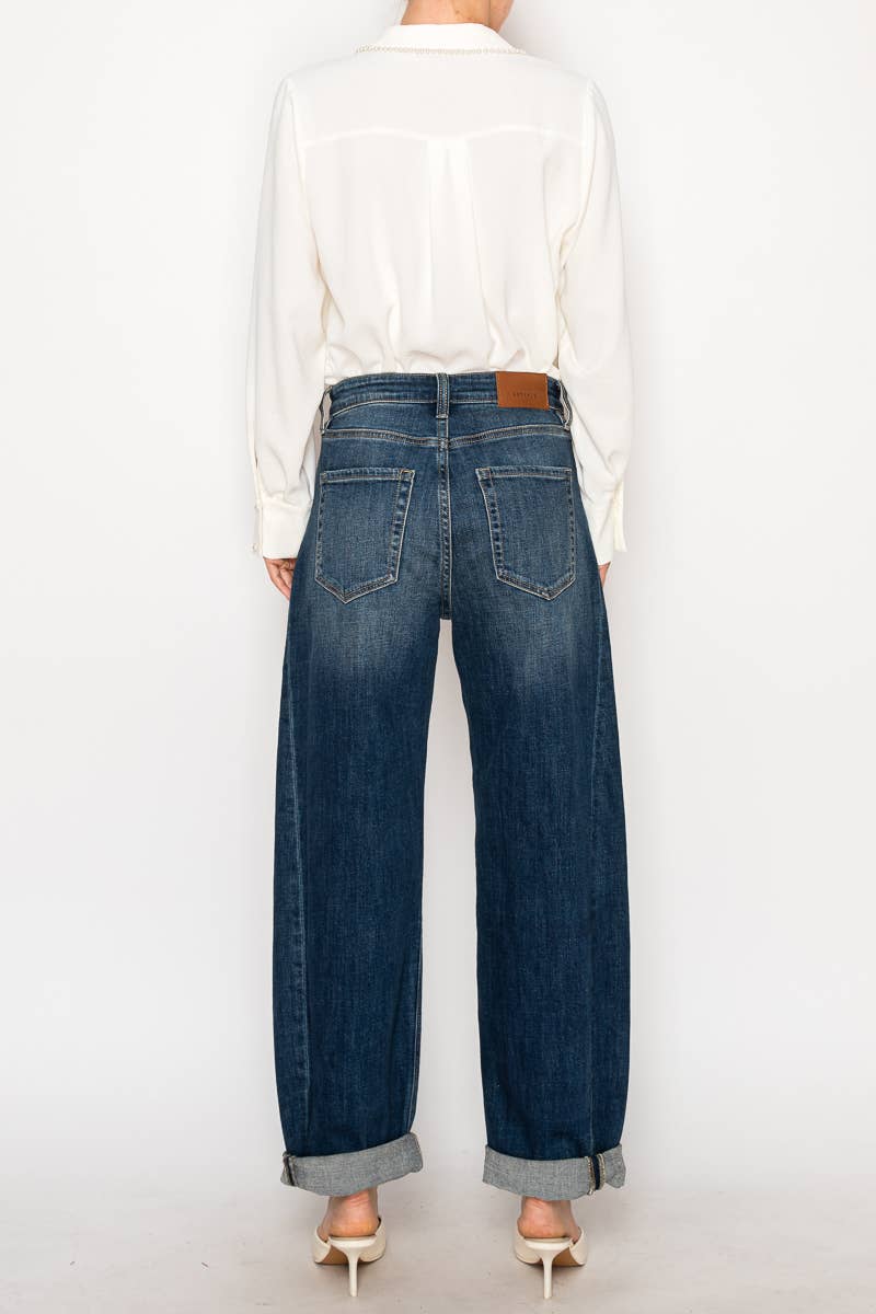 Dark Wash Barrel Jeans