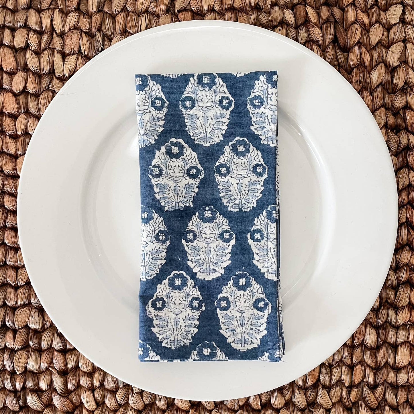 Pia Navy Block Print Napkins