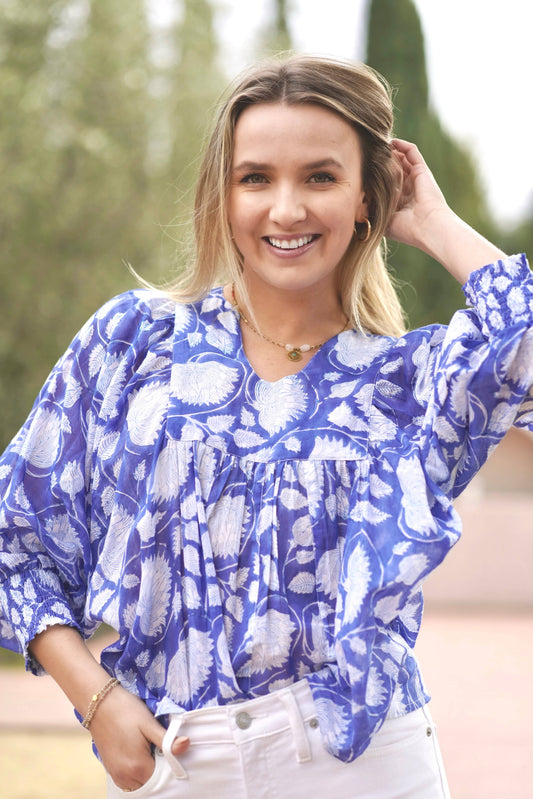Blue & White Evora Top