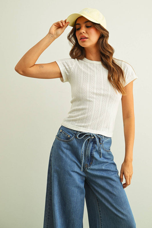Cotton Pointelle Tee