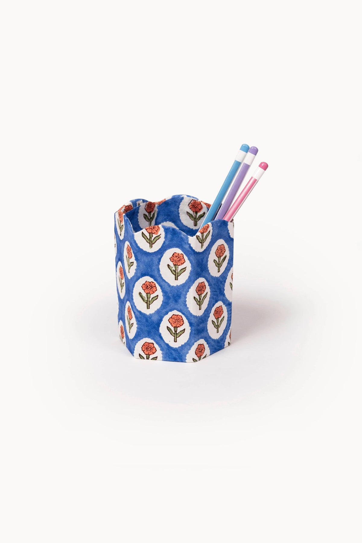 Marigold Block Print Pencil Holder