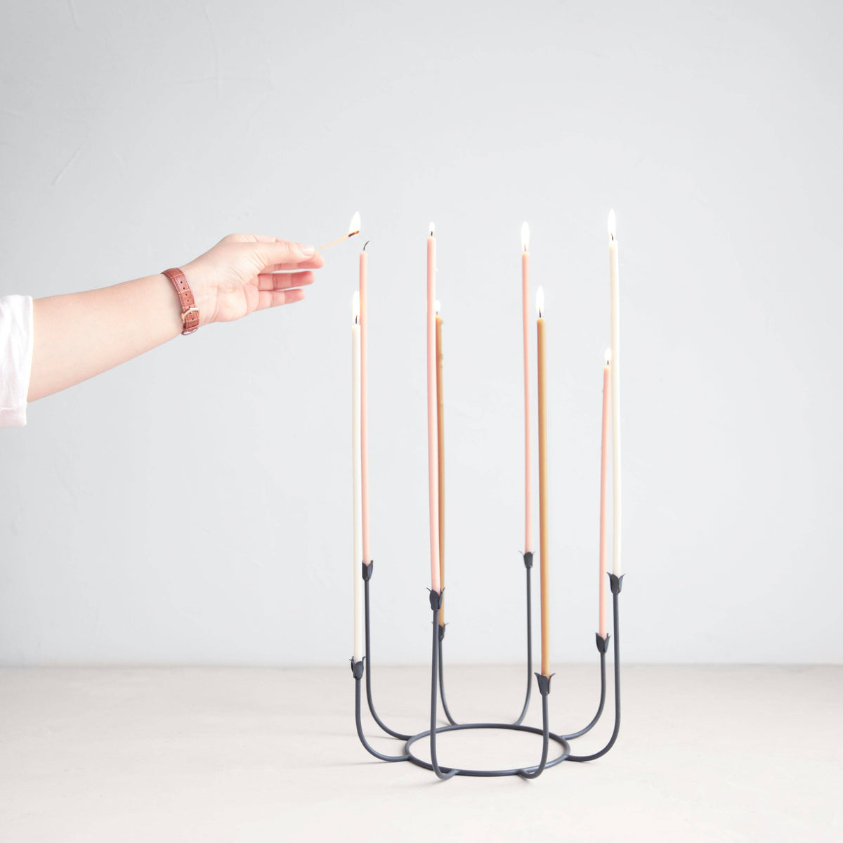 Beacon Long Stem Candelabra in Smoke