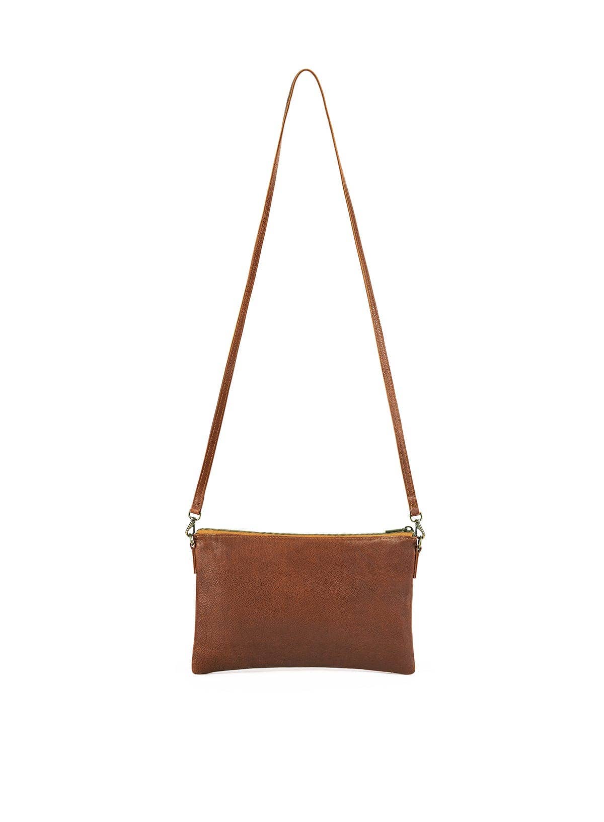 Woven Leather Crossbody Clutch: Mahogany