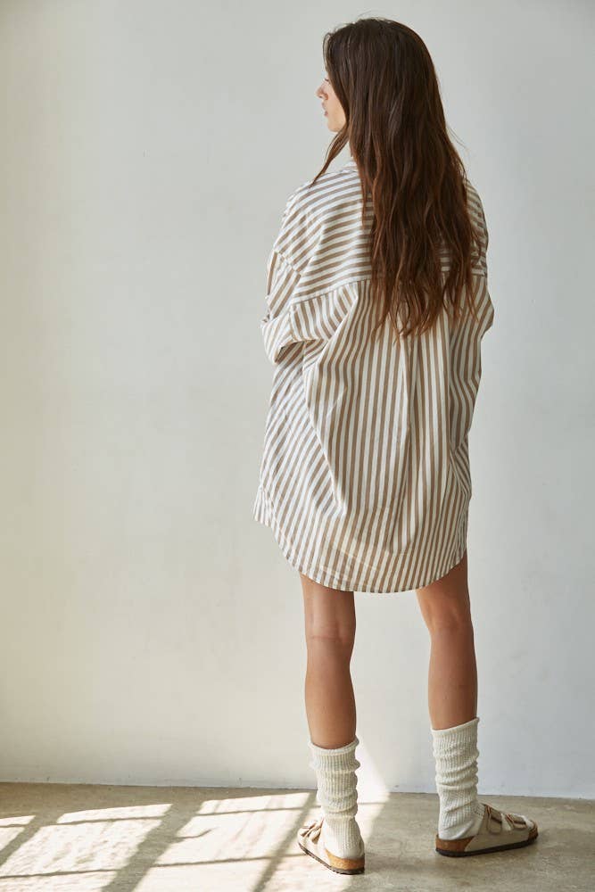 Oversized Sand Stripe Shirt