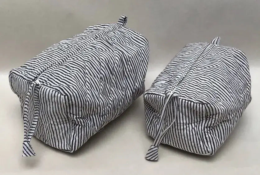 Black Striped Medium Toiletry Bag
