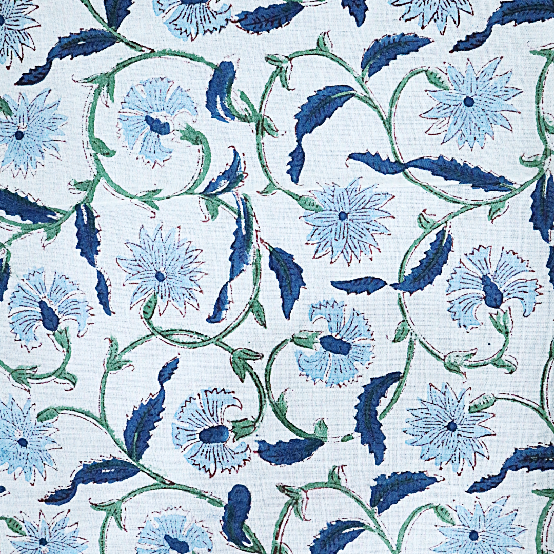 Blue Vines Block Print Bandana
