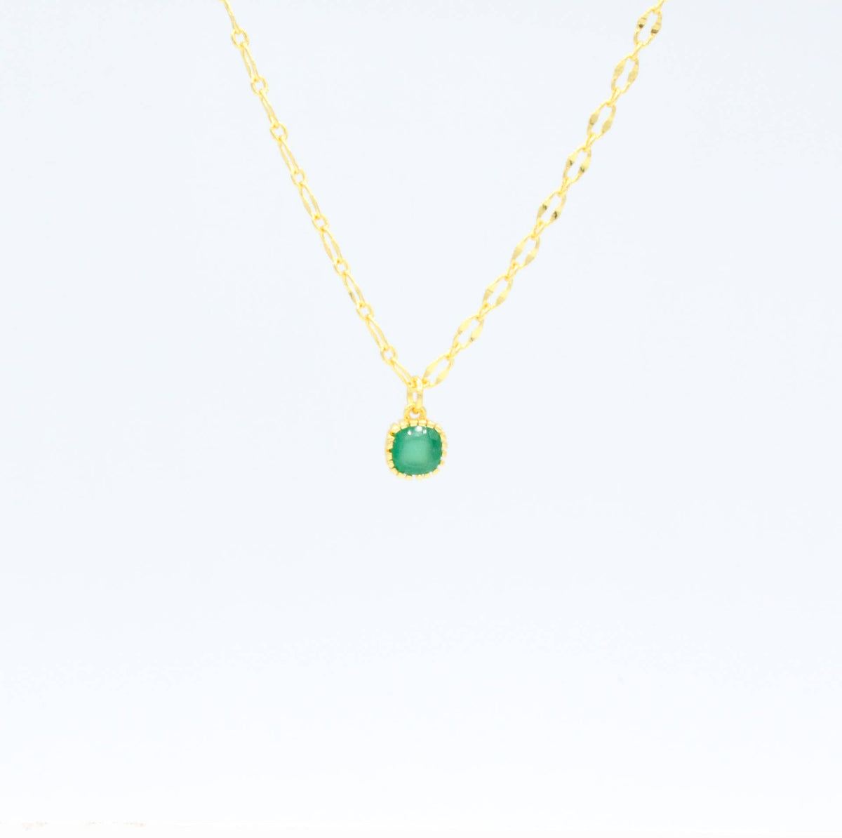 Square Green Onyx Pendant Necklace