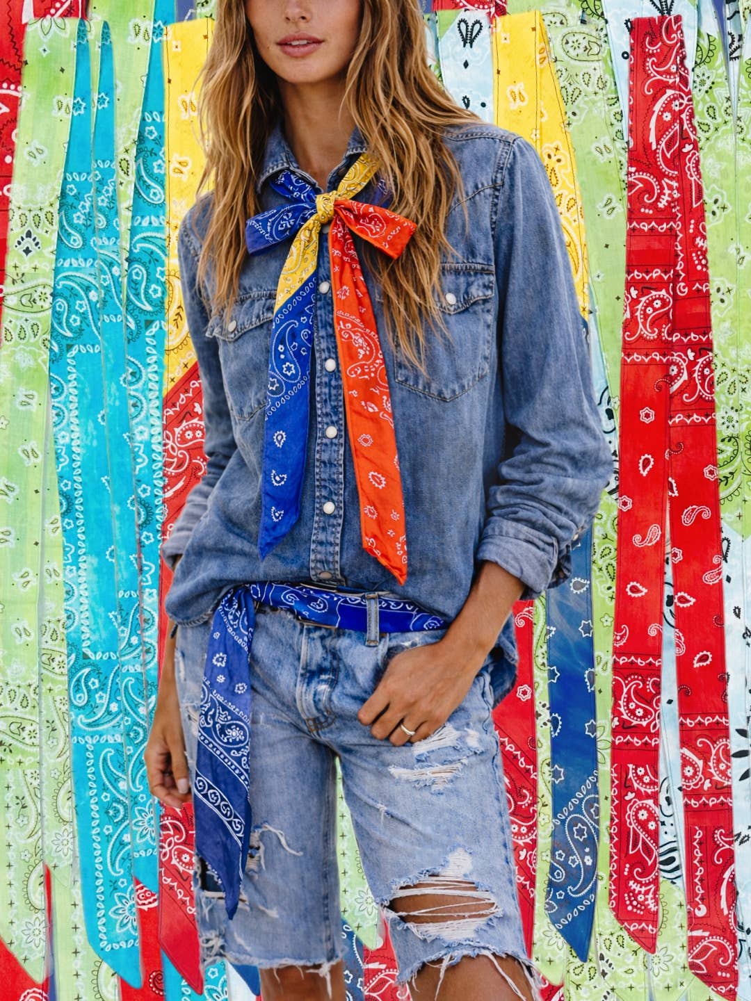 Bandana Tie Belt: Blue
