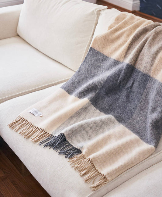 Cashmere & Wool Handwoven Throw Blanket