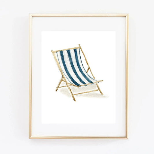 Beach chair watercolor print