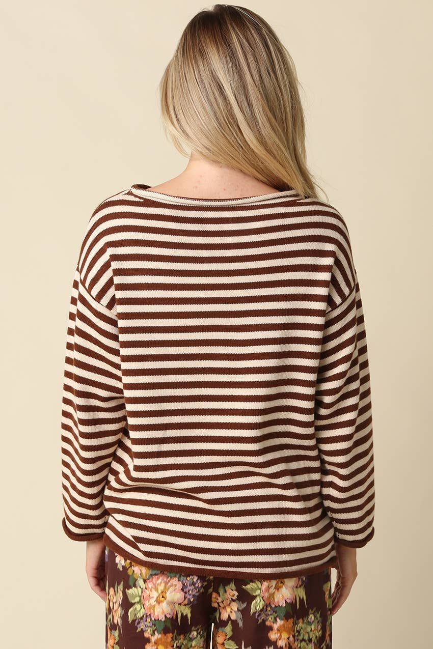 Aimee Striped Boat Neck Sweater