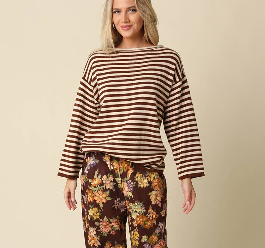 Aimee Striped Boat Neck Sweater