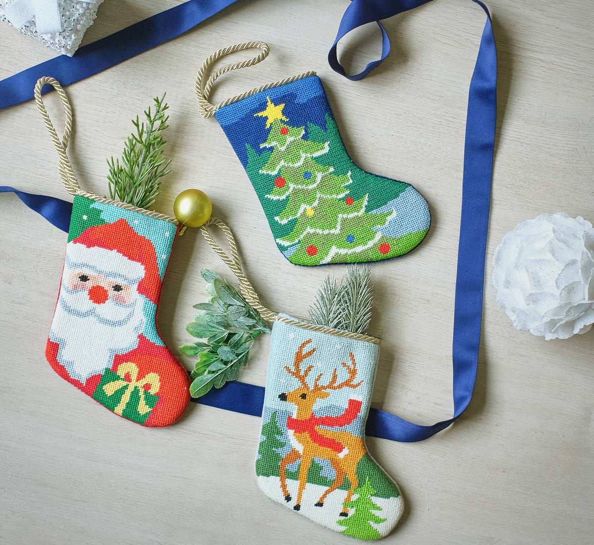 Mini Reindeer Embroidered Stocking