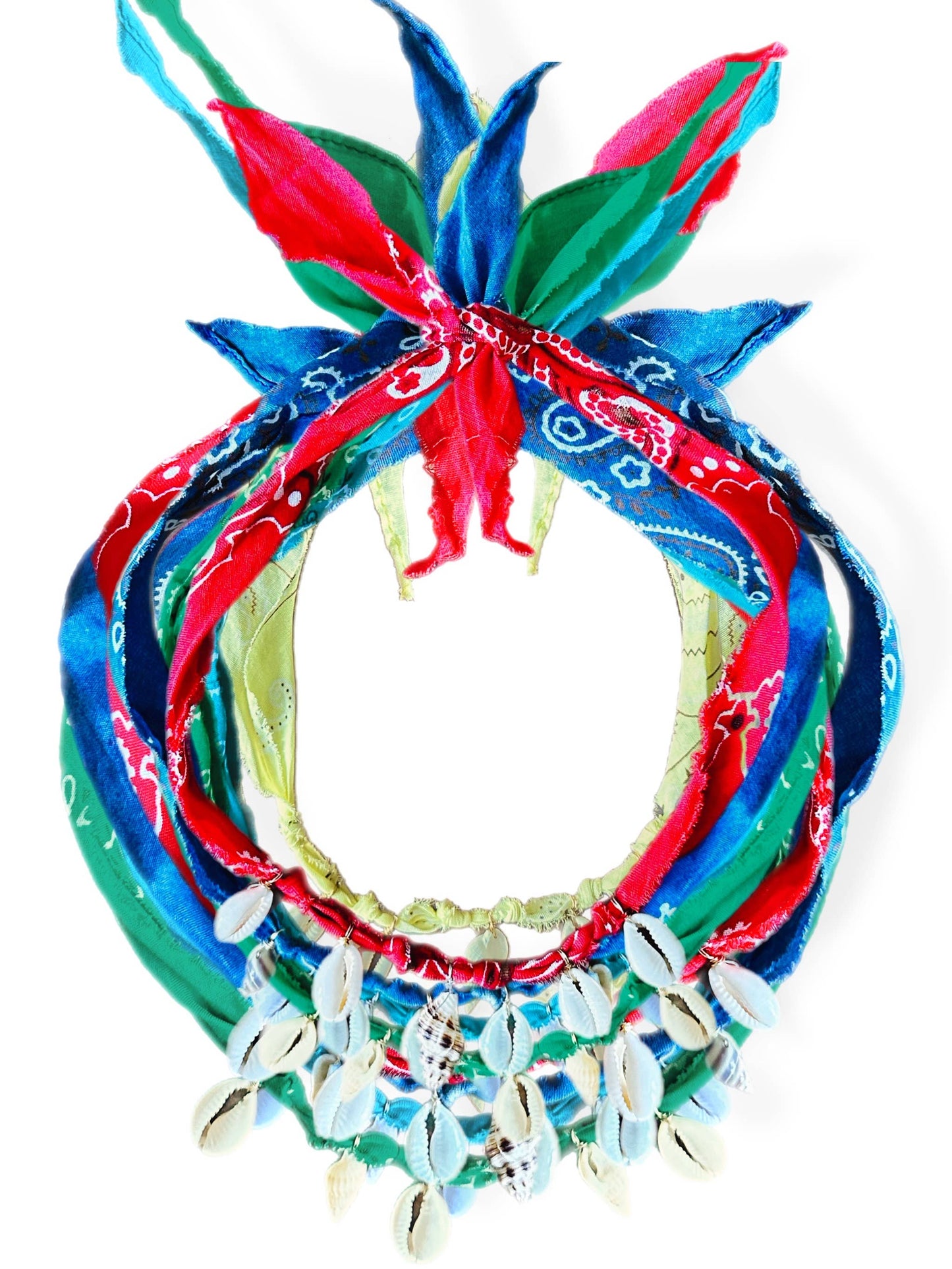 Bandana Shell Necklace: Blue