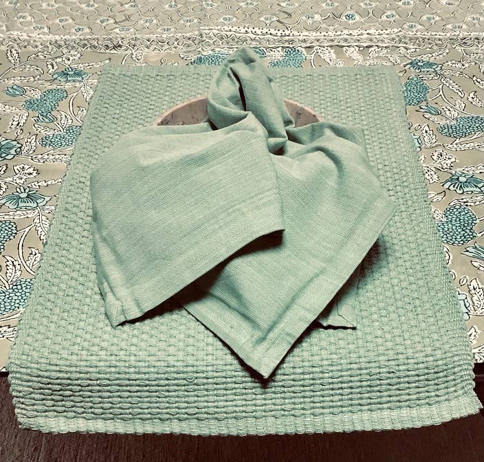 Woven Homespun Solid Celery Napkins