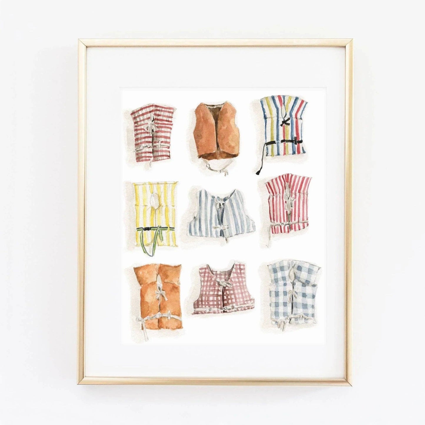 Boat coats collection watercolor wall art print: 8x10