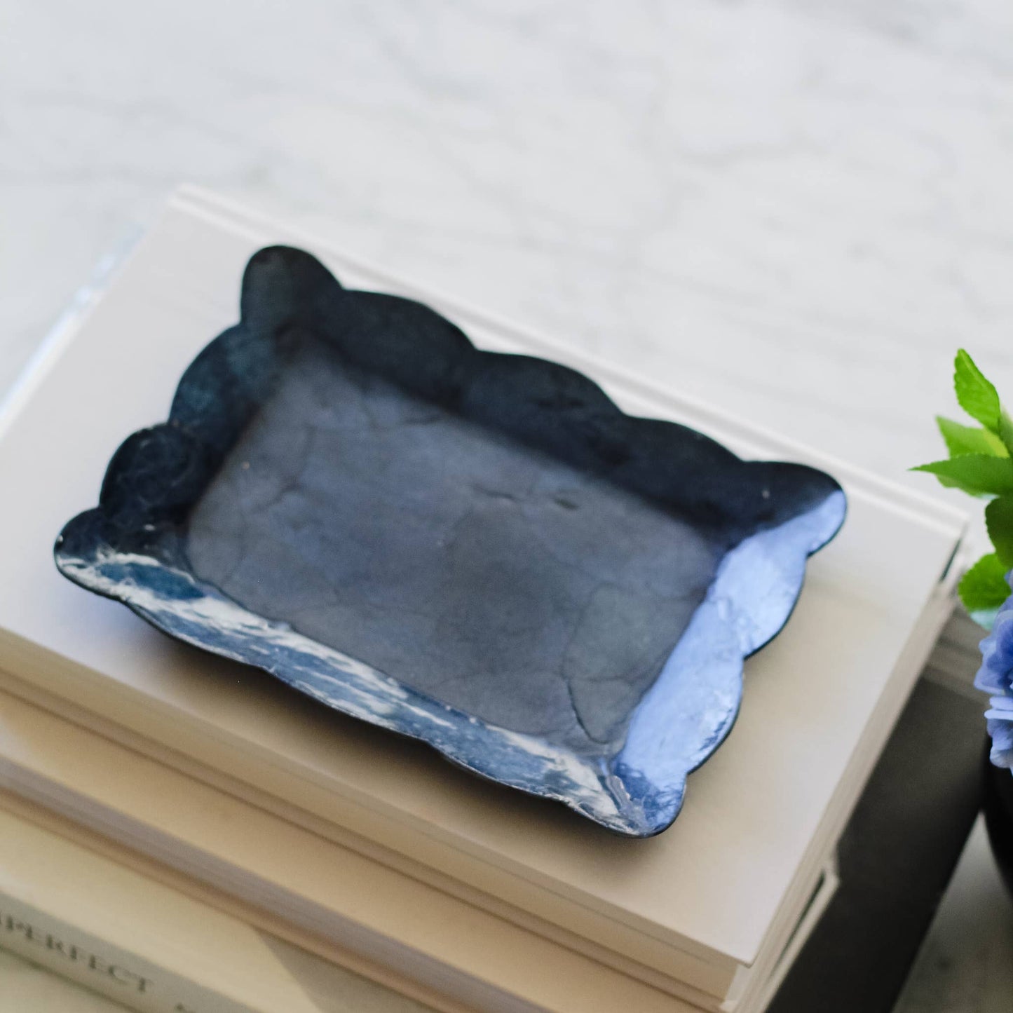 Indigo Scallop Tray