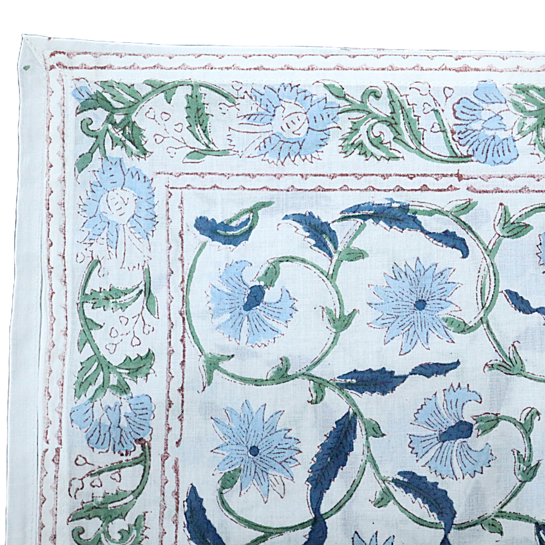 Blue Vines Block Print Bandana