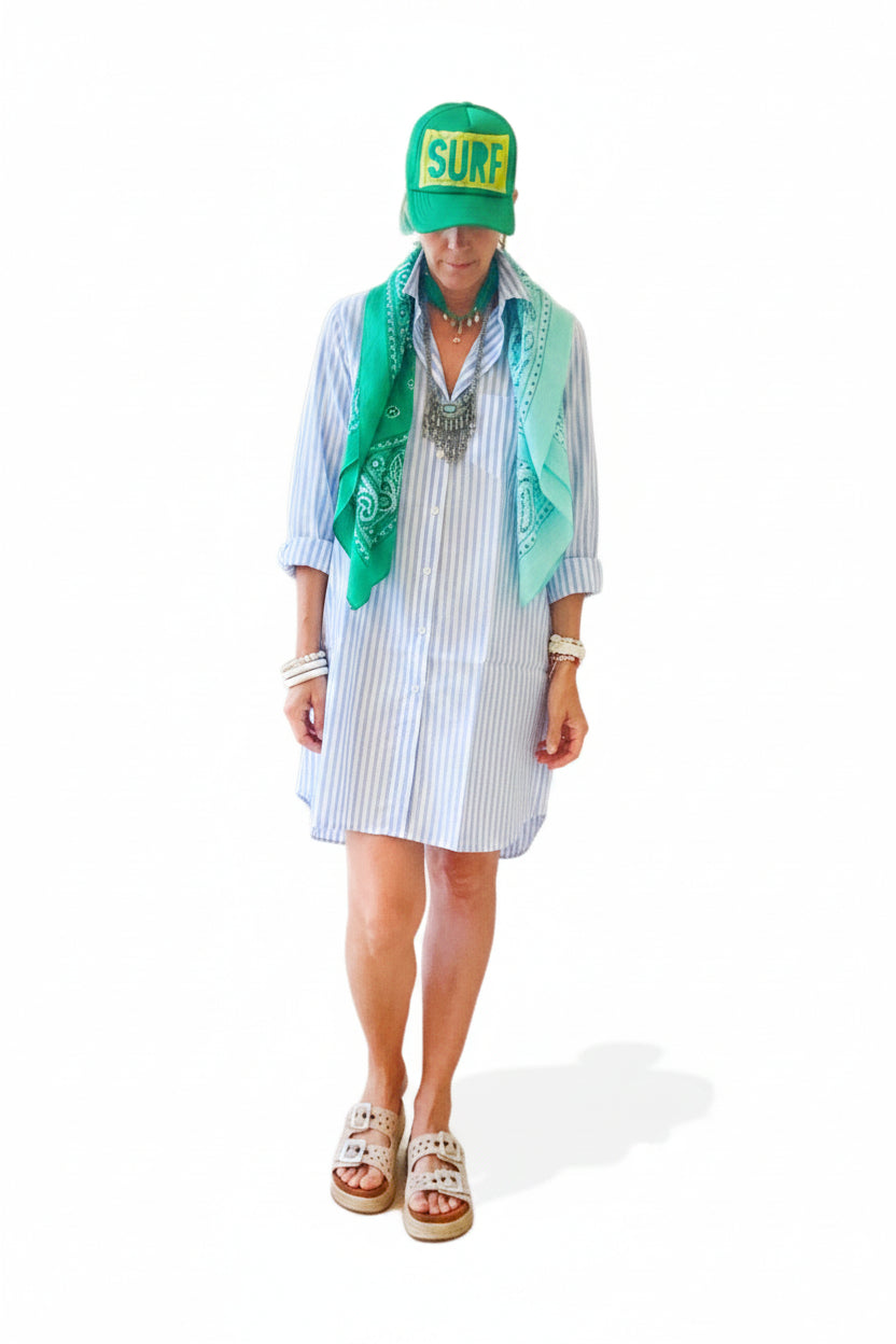 The Surf Shirt Tunic: Blue + White Stripe