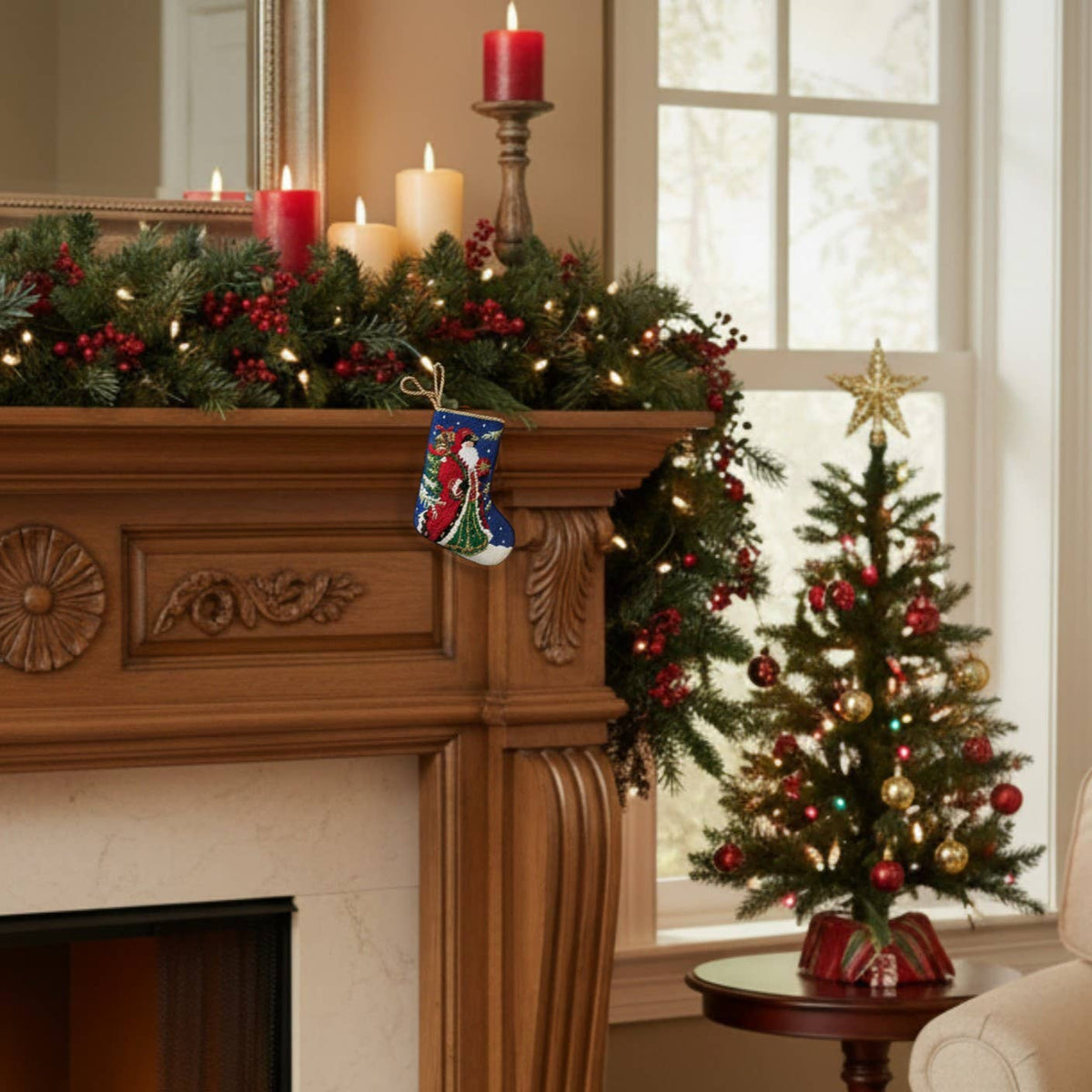 Santa Claus embroidered mini stocking