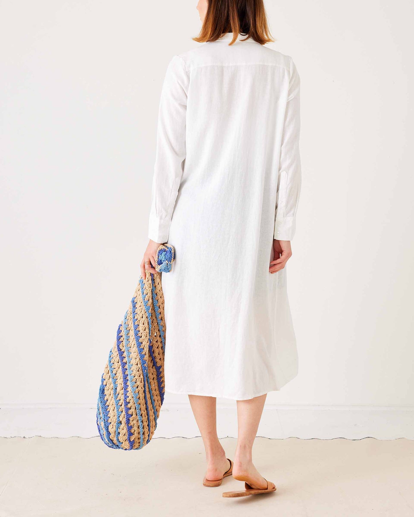 Hermosa Linen Shirt Dress: Crisp White