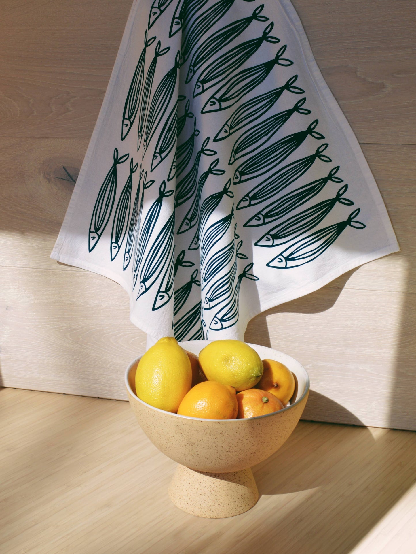 White Sardines Tea Towel