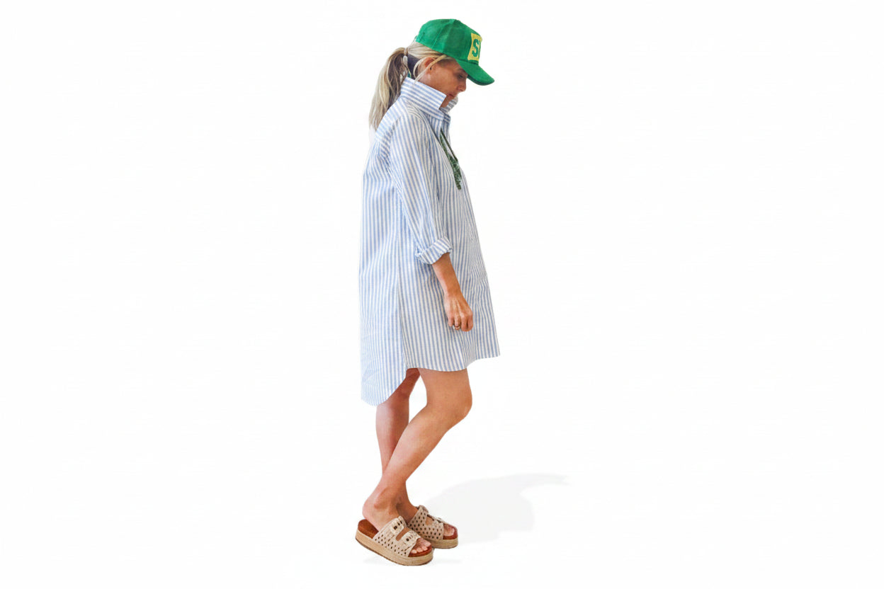 The Surf Shirt Tunic: Blue + White Stripe