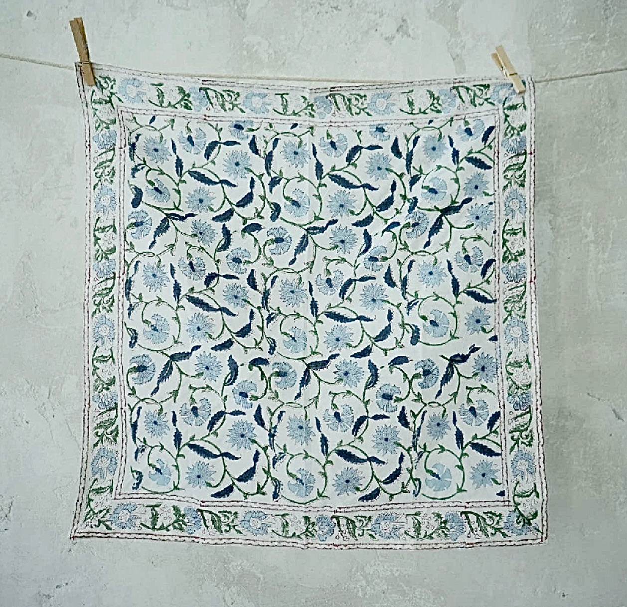 Blue Vines Block Print Bandana