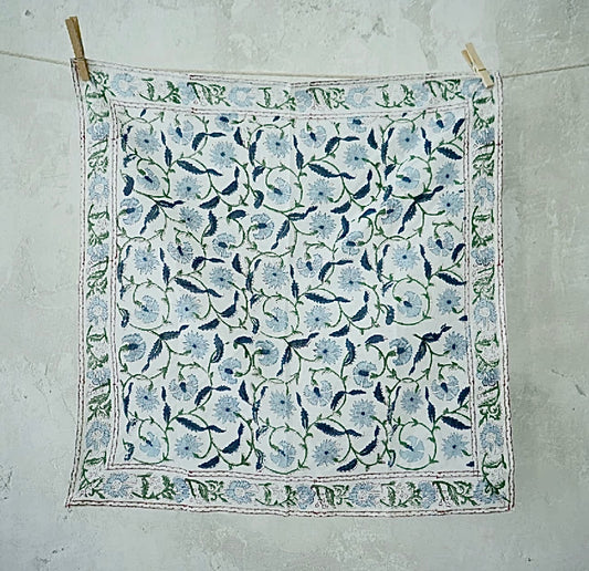 Blue Vines Block Print Bandana