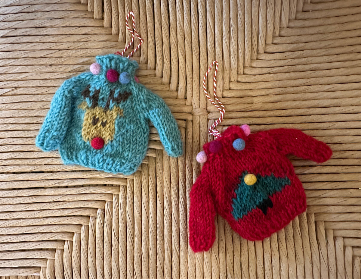 Hand knit Sweater ornament