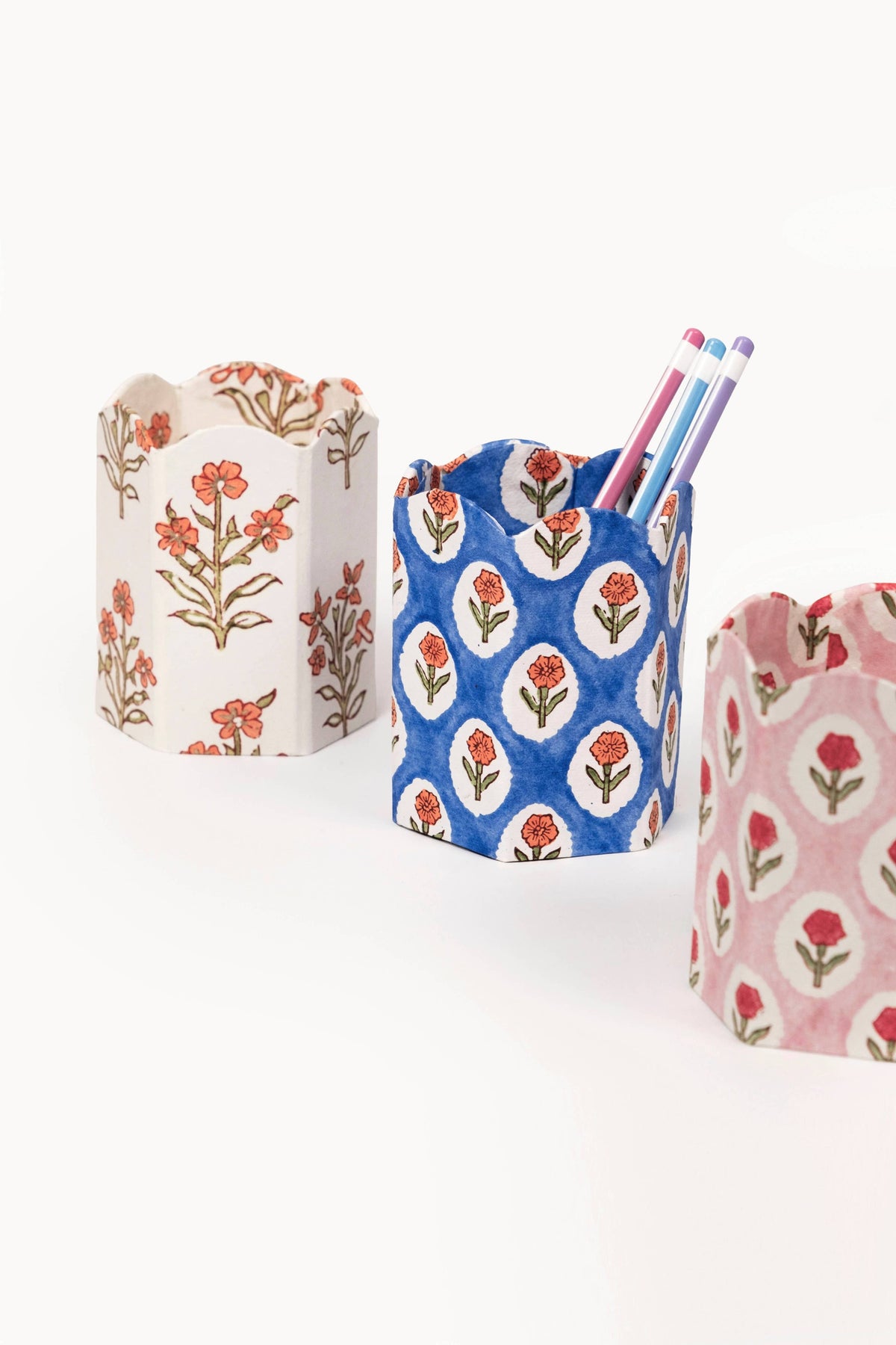 Marigold Block Print Pencil Holder