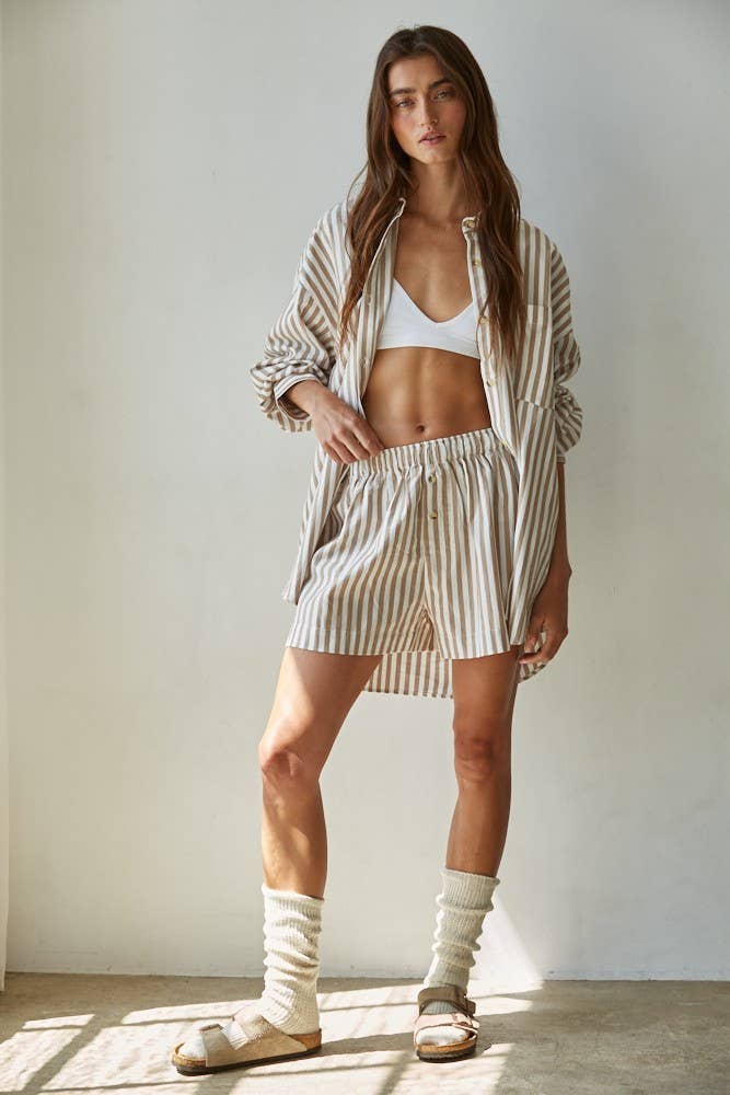 Oversized Sand Stripe Shirt