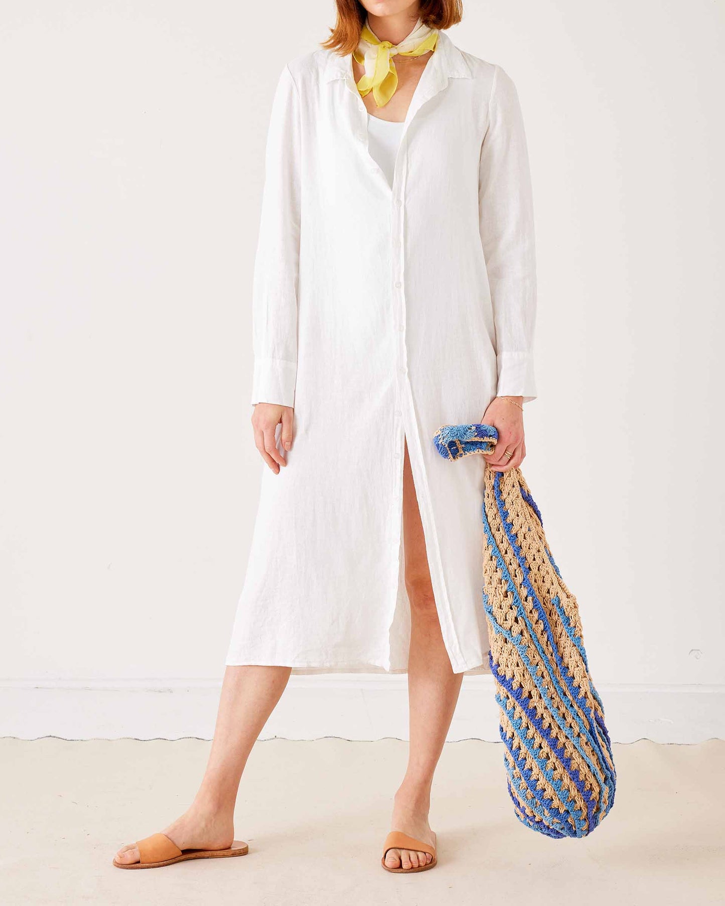 Hermosa Linen Shirt Dress: Crisp White