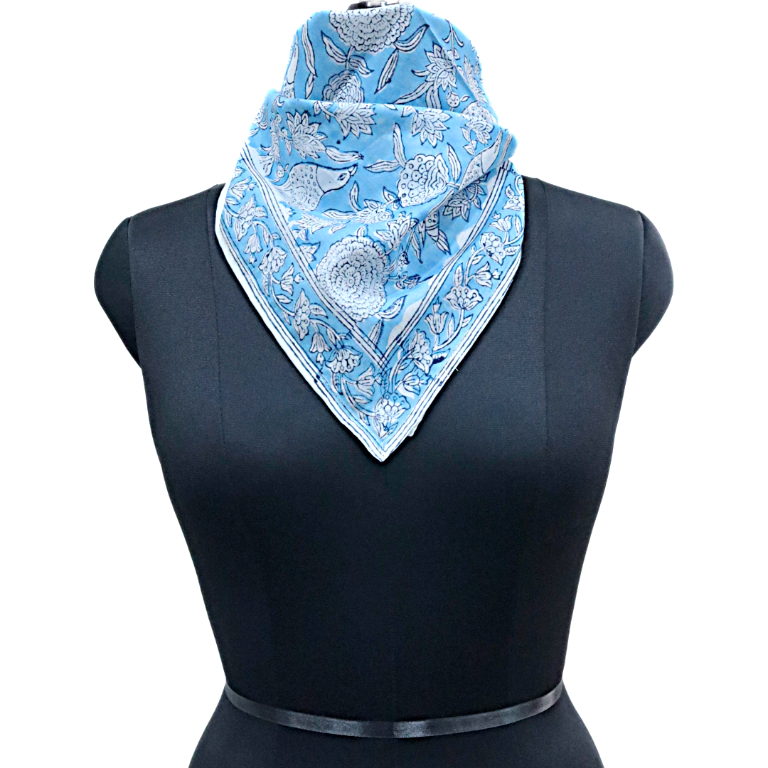 Blue Skies Block Print Bandana