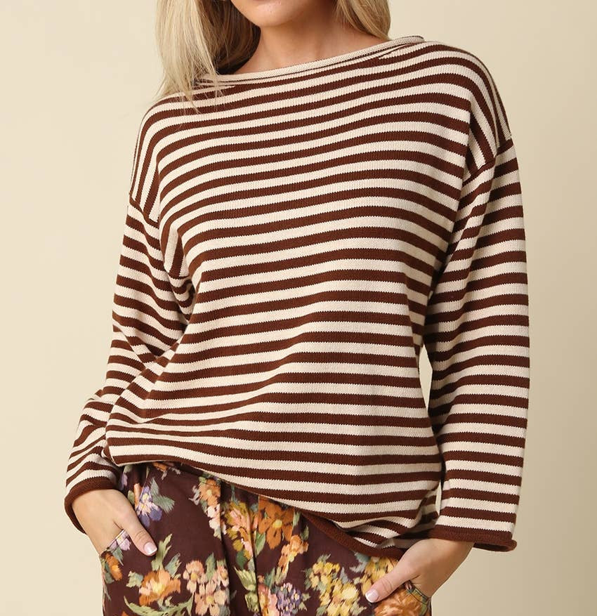 Aimee Striped Boat Neck Sweater