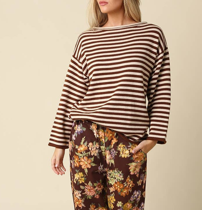 Aimee Striped Boat Neck Sweater
