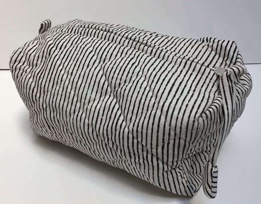 Black Striped Medium Toiletry Bag