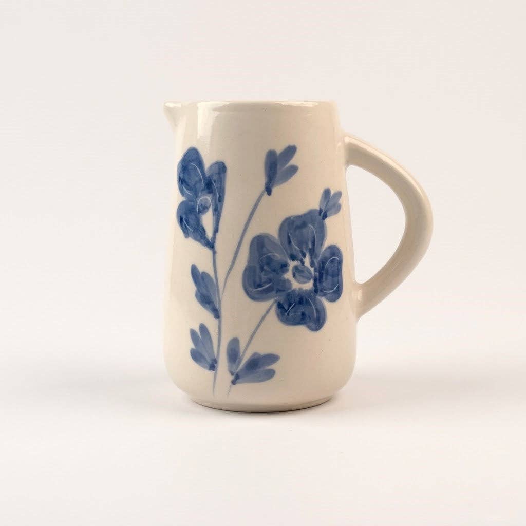 Casa Blue Blossom Ceramic Pitcher | 27 oz
