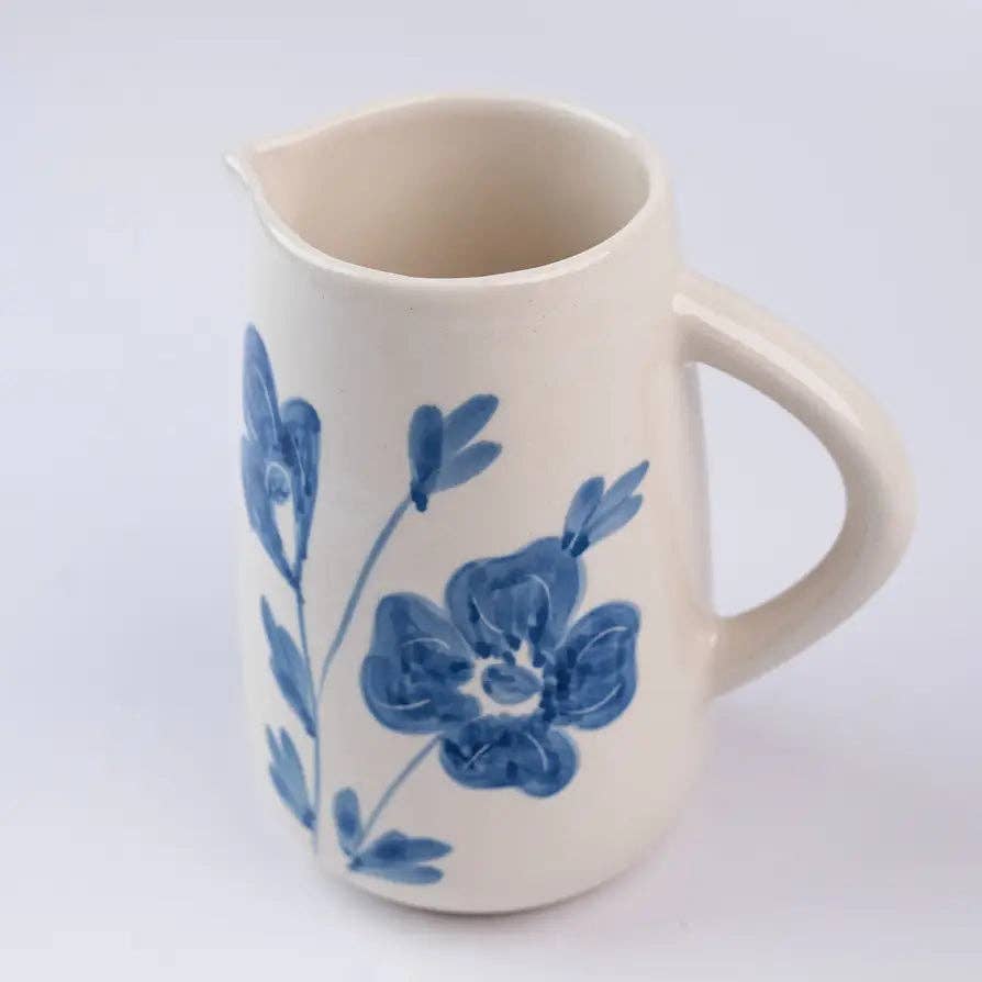 Casa Blue Blossom Ceramic Pitcher | 27 oz